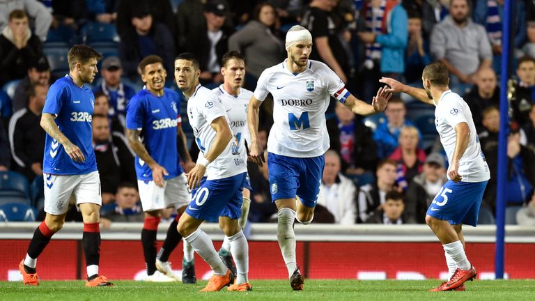 Borna Barisic scored against Rangers for Osijek 