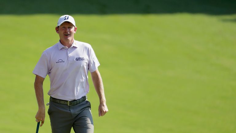 during the first round of the Wyndham Championship at Sedgefield Country Club on August 16, 2018 in Greensboro, North Carolina.