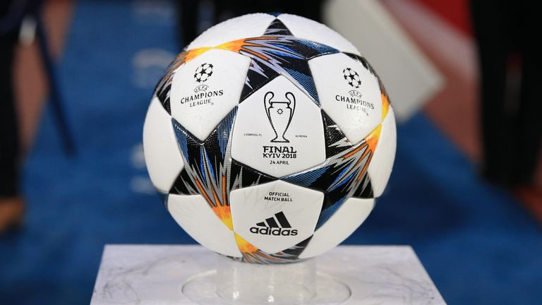 A view of the match ball during the UEFA Champions League, Semi Final First Leg match at Anfield, Liverpool. PRESS ASSOCIATION Photo. Picture date: Tuesday April 24, 2018. See PA story SOCCER Liverpool. Photo credit should read: Peter Byrne/PA Wire