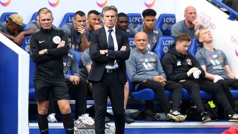 Claude Puel during Leicester v Wolves