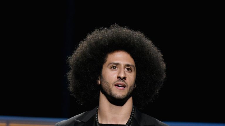 Colin Kaepernick receives the Muhammad Ali Legacy Award during SPORTS ILLUSTRATED 2017 Sportsperson of the Year Show on December 5, 2017 at Barclays Center in New York City. (Photo by Slaven Vlasic/Getty Images for Sports Illustrated)