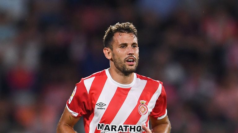 Cristhian Stuani during the La Liga match between Girona FC and Real Valladolid CF at Montilivi Stadium on August 17, 2018 in Girona, Spain.