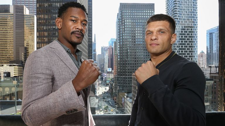August 23, 2018; New York, NY, USA; Keith Connolly speaks at the press conference announcing the 12 round bout between Daniel Jacobs and Sergiy Derevyanchenko for the vacant IBF World Middleweight title.  The two will meet in the main event on October 27, 2018 at the Hulu Theater at Madison Square Garden in New York, NY.   Mandatory Credit: Ed Mulholland/Matchroom Boxing USA