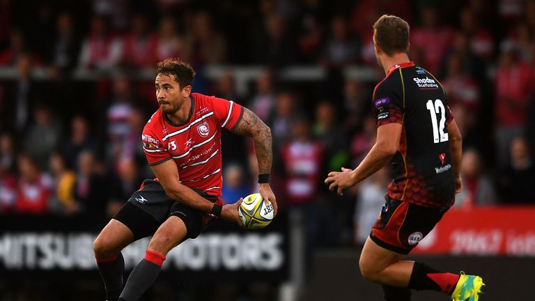 Danny Cipriani passes during Gloucester's friendly against Dragons