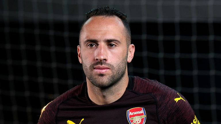 ST ALBANS, ENGLAND - AUGUST 08:  David Ospina of Arsenal during the Arsenal 1st team photocall at London Colney on August 8, 2018 in St Albans, England.  