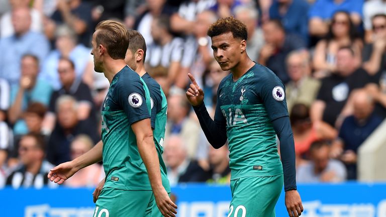 Dele Alli celebrates putting Tottenham 2-1 up at St James' Park on Saturday