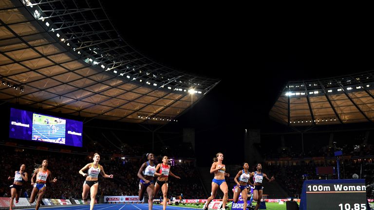 Dina Asher-Smith during day one of the 24th European Athletics Championships at Olympiastadion on August 7, 2018 in Berlin, Germany.