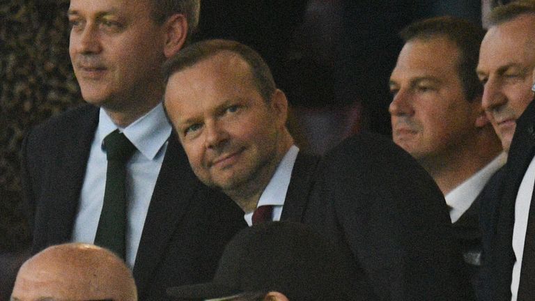 Manchester United executive vice-chairman Ed Woodward at Old Trafford during the 3-0 loss against Tottenham Hotspur