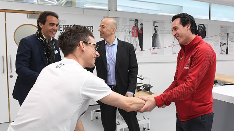 ST ALBANS, ENGLAND - MAY 24: Head Coach Unai Emery at the Arsenal Training Ground at London Colney on May 24, 2018 in St Albans, England. (Photo by Stuart MacFarlane/Arsenal FC via Getty Images)