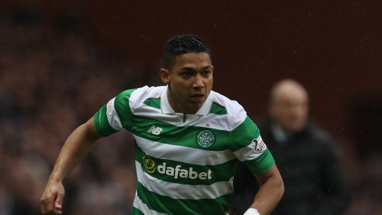 GLASGOW, SCOTLAND - DECEMBER 31:  Emilio Izaguirre of Celtic controls the ball during the Rangers v Celtic Ladbrokes Scottish Premiership match at Ibrox Stadium on December 31, 2016 in Glasgow, Scotland. (Photo by Ian MacNicol/Getty Images)