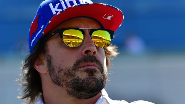 McLaren&#39;s Spanish driver Fernando Alonso is pictured in the pit lane ahead of the British Formula One Grand Prix at the Silverstone motor racing circuit in Silverstone, central England, on July 8, 2018.