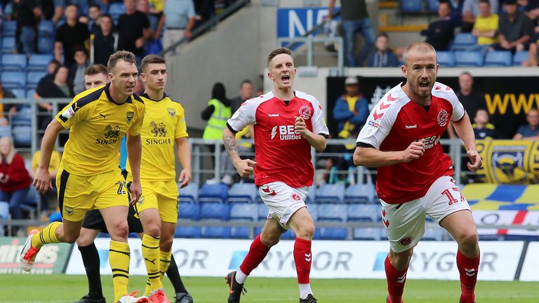Fleetwood Town's Paddy Madden celebrates scoring his side's second goal