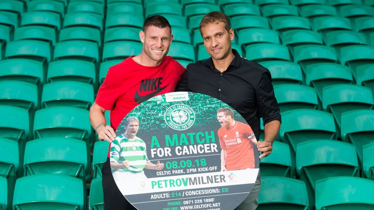 Stiliyan Petrov and Liverpool's James Milner promote 'A Match for Cancer' at Celtic Park