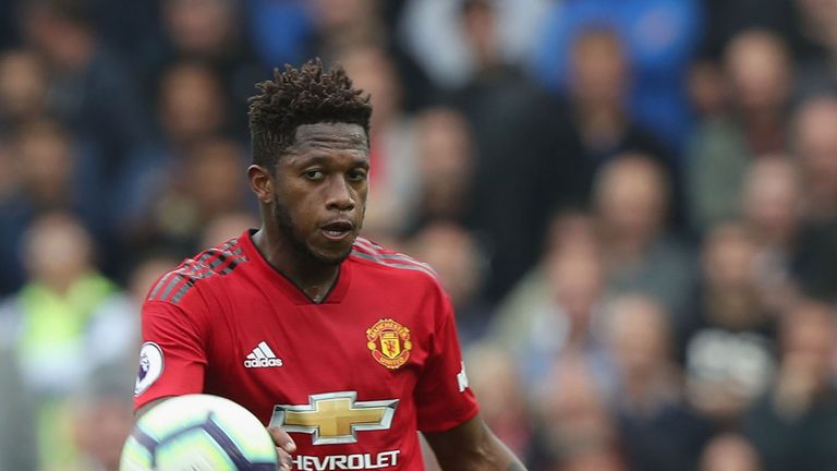 Fred during the Premier League match between Brighton & Hove Albion and Manchester United at American Express Community Stadium on August 19, 2018 in Brighton, United Kingdom.