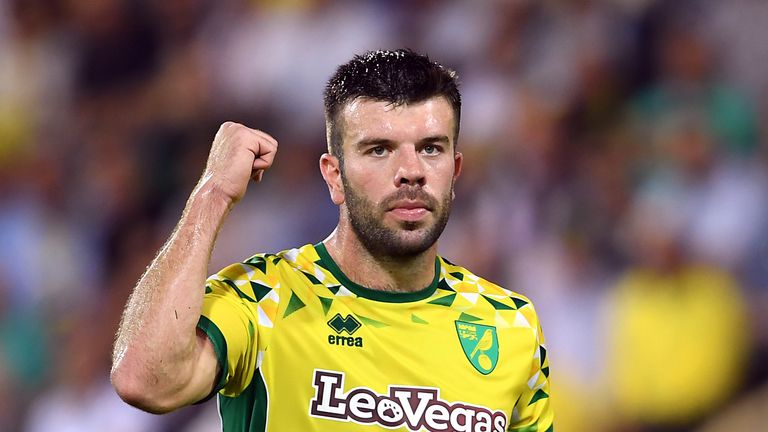 Norwich City's Grant Hanley celebrates during the Sky Bet Championship against Preston North End