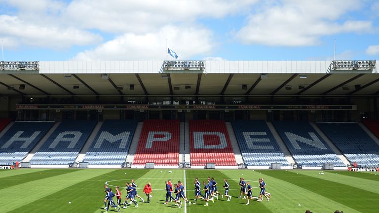A general view during the Scotland training session at Hampden Park on June 7, 2017 in Glasgow, Scotland.