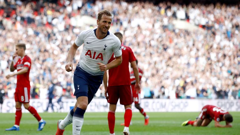 Harry Kane scored in the 77th minute against Fulham  at Wembley