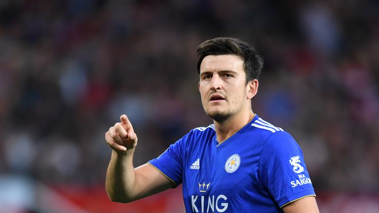 Harry Maguire during the Premier League match between Manchester United and Leicester City