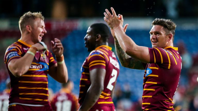 Picture by Alex Whitehead/SWpix.com - 12/07/2018 - Rugby League - Betfred Super League - Huddersfield Giants v Wigan Warriors - John Smith's Stadium, Huddersfield, England - Huddersfield's Danny Brough celebrates the win.
