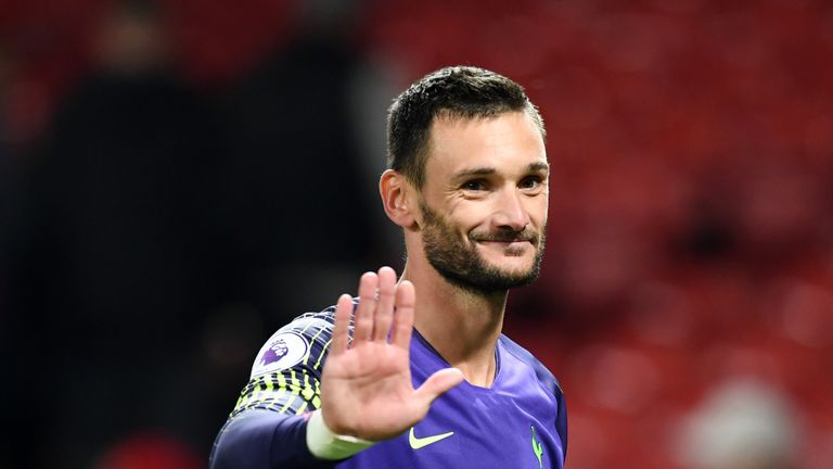 Hugo Lloris during the Premier League match between Manchester United and Tottenham Hotspur at Old Trafford