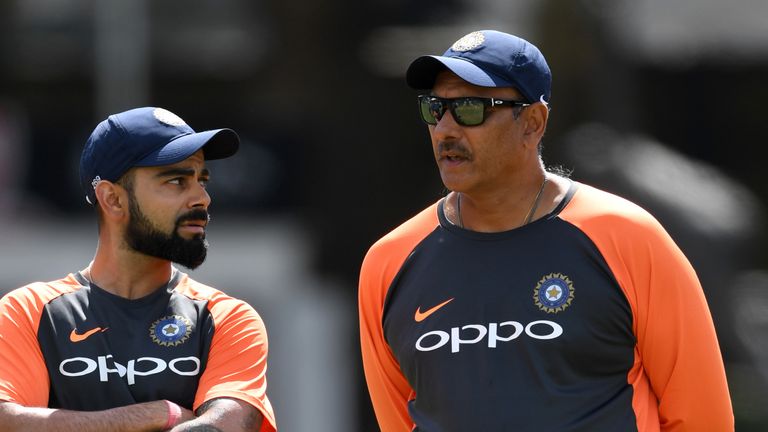 India coach Ravi Shastri (right) is confident captain Virat Kohli will be back to full fitness ahead of the third Test against England