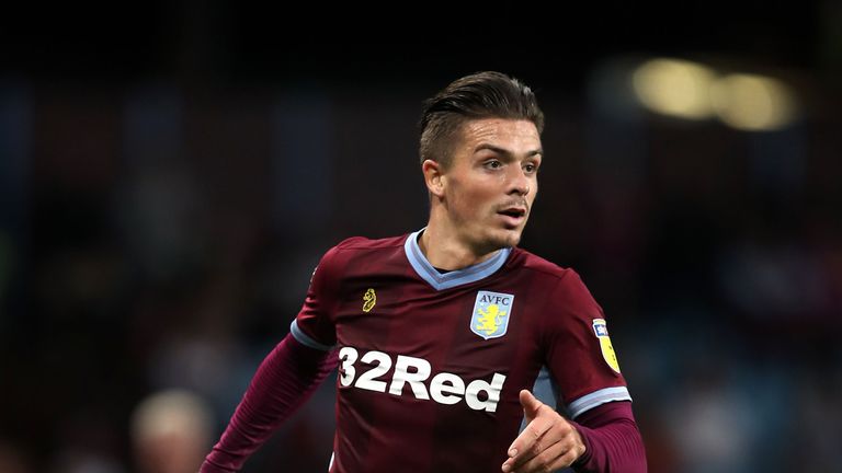 Aston Villa's Jack Grealish in action during the Sky Bet Championship match against Brentford