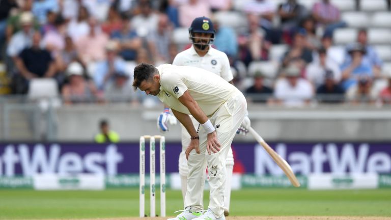 James Anderson during day two of the Specsavers 1st Test between England and India at Edgbaston on August 2, 2018 in Birmingham, England.