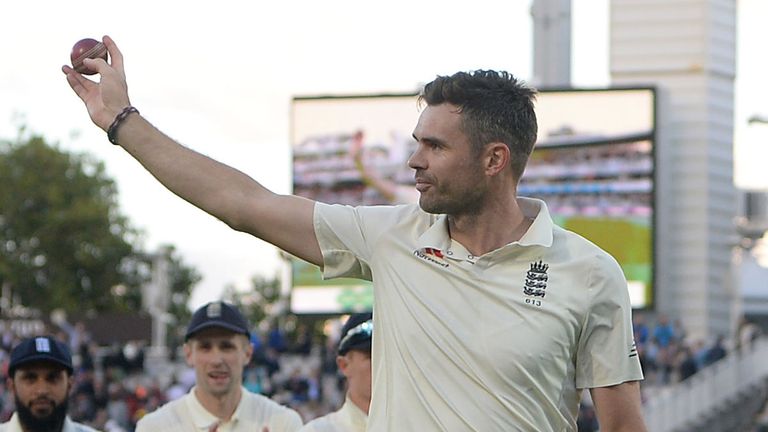 James Anderson acknowledges the applause for his sixth Test five-for at Lord's
