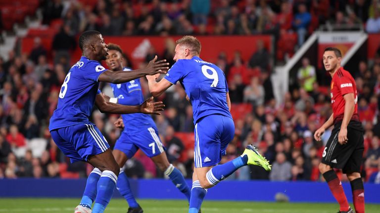 Jamie Vardy's late goal could not prevent an opening day defeat at Manchester United