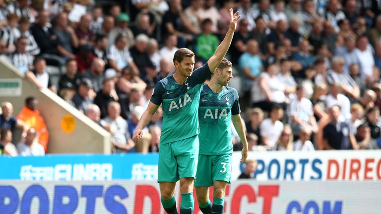 Jan Vertonghen celebrates after putting Tottenham ahead