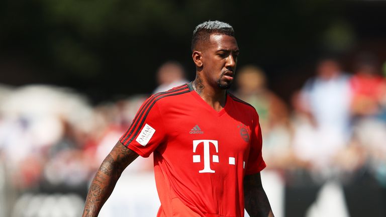 Jerome Boateng trains with the Bayern Munich squad, August 6 2018