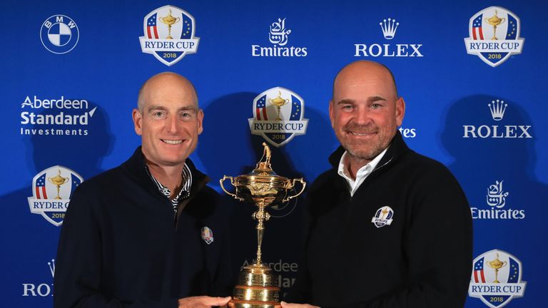 during a Ryder Cup 2018 Year to Go Captains Press Conference at the Pullman Paris Tour Eiffel Hotel on October 17, 2017 in Paris, France.