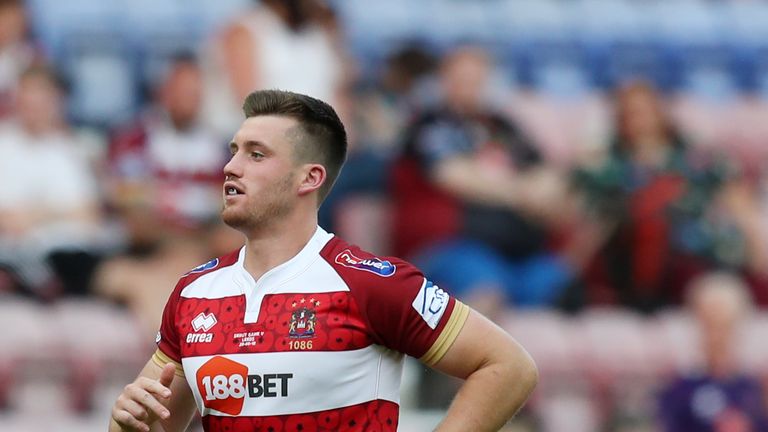 Picture by Paul Currie/SWpix.com - 28/06/2018 - Rugby League - Betfred Super League - Wigan Warriors v Leeds Rhinos - DW Stadium, Wigan, England - Joe Greenwood of Wigan Warriors