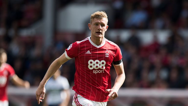 Joe Worrall of Nottingham Forest during the Sky Bet Championship match between Nottingham Forest and Middlesbrough at City Ground on August 19, 2017 in Nottingham, England. 