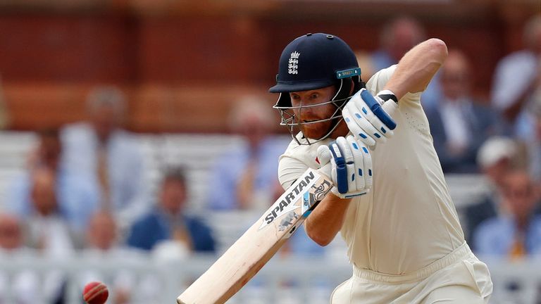 Jonny Bairstow in action for England action India on day three of the second Test at Lord's