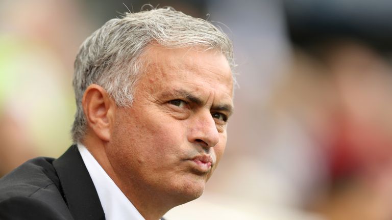 Jose Mourinho during the Premier League match between Brighton & Hove Albion and Manchester United at American Express Community Stadium on August 19, 2018 in Brighton, United Kingdom.