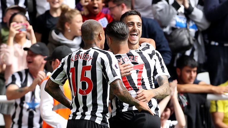 Newcastle United's Joselu celebrates his equailser