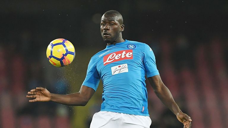 Kalidou Koulibaly during the serie A match between SSC Napoli and AS Roma - Serie A  at Stadio San Paolo on March 3, 2018 in Naples, Italy.
