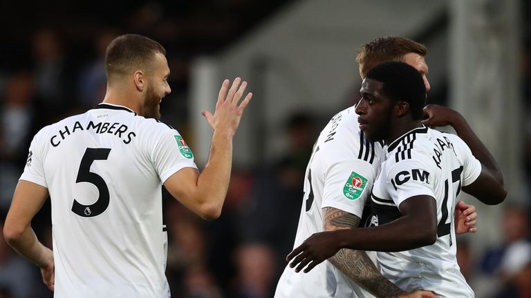  during the Carabao Cup Second Round match between Fulham and Exeter City at Craven Cottage on August 28, 2018 in London, England.