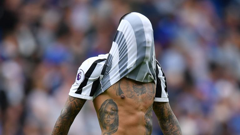 Kenedy of Newcastle United reacts following missing a penalty shot during the Premier League match between Cardiff City and Newcastle United at Cardiff City Stadium on August 18, 2018 in Cardiff, United Kingdom