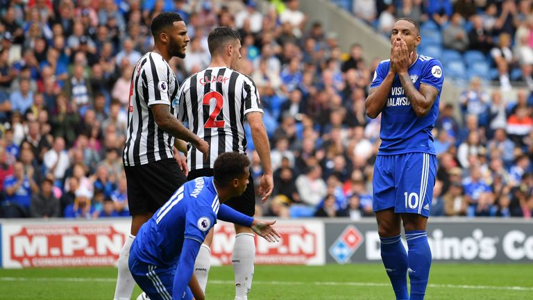  during the Premier League match between Cardiff City and Newcastle United at Cardiff City Stadium on August 18, 2018 in Cardiff, United Kingdom.