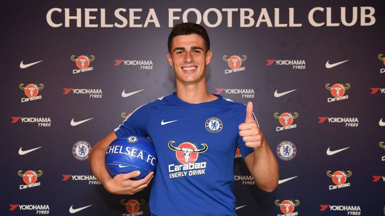 COBHAM, ENGLAND - AUGUST 08: Kepa Arrizabalaga signs for Chelsea at Chelsea Training Ground on August 8, 2018 in Cobham, England. (Photo by Darren Walsh/Chelsea FC via Getty Images)