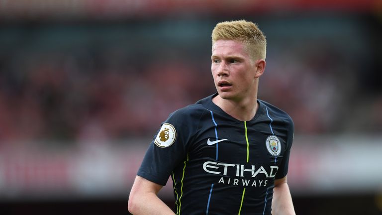 Kevin De Bruyne during the Premier League match between Arsenal FC and Manchester City at Emirates Stadium on August 12, 2018 in London, United Kingdom.