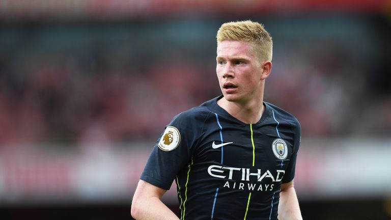 Kevin De Bruyne during the Premier League match between Arsenal and Manchester City at Emirates Stadium on August 12, 2018