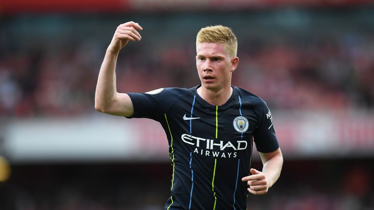 Kevin De Bruyne during the Premier League match between Arsenal and Manchester City at Emirates Stadium on August 12, 2018