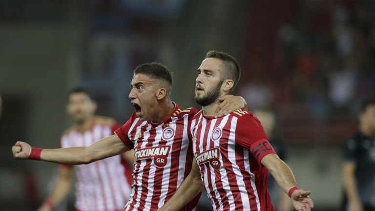Olympiakos put one foot in the group stage with a 3-1 win over Burnley in Athens in the first leg of their Europa League play-off tie