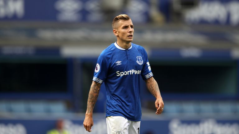 New signing Lucas Digne came on at half-time for Everton