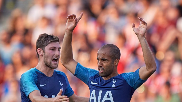 Lucas Moura celebrates his goal for Tottenham