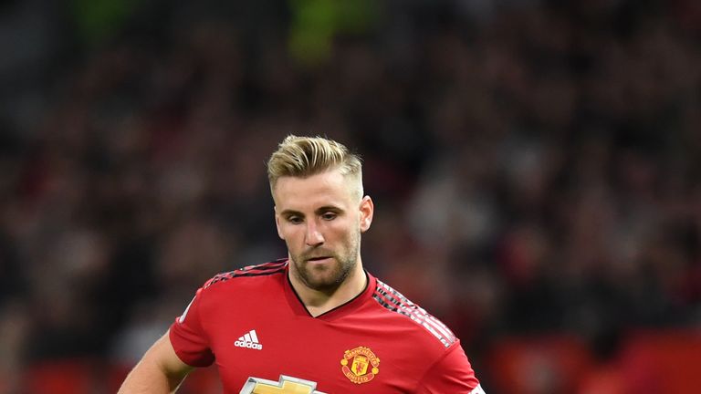 Luke Shaw in action against Leicester City at Old Trafford
