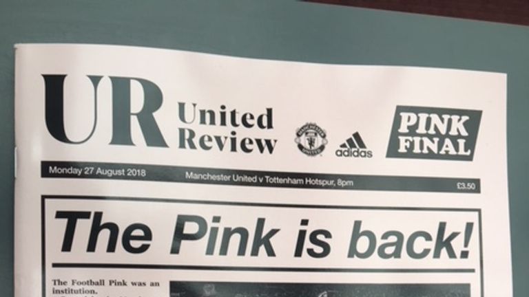 Manchester United's matchday programme confirms a pink away kit for this season